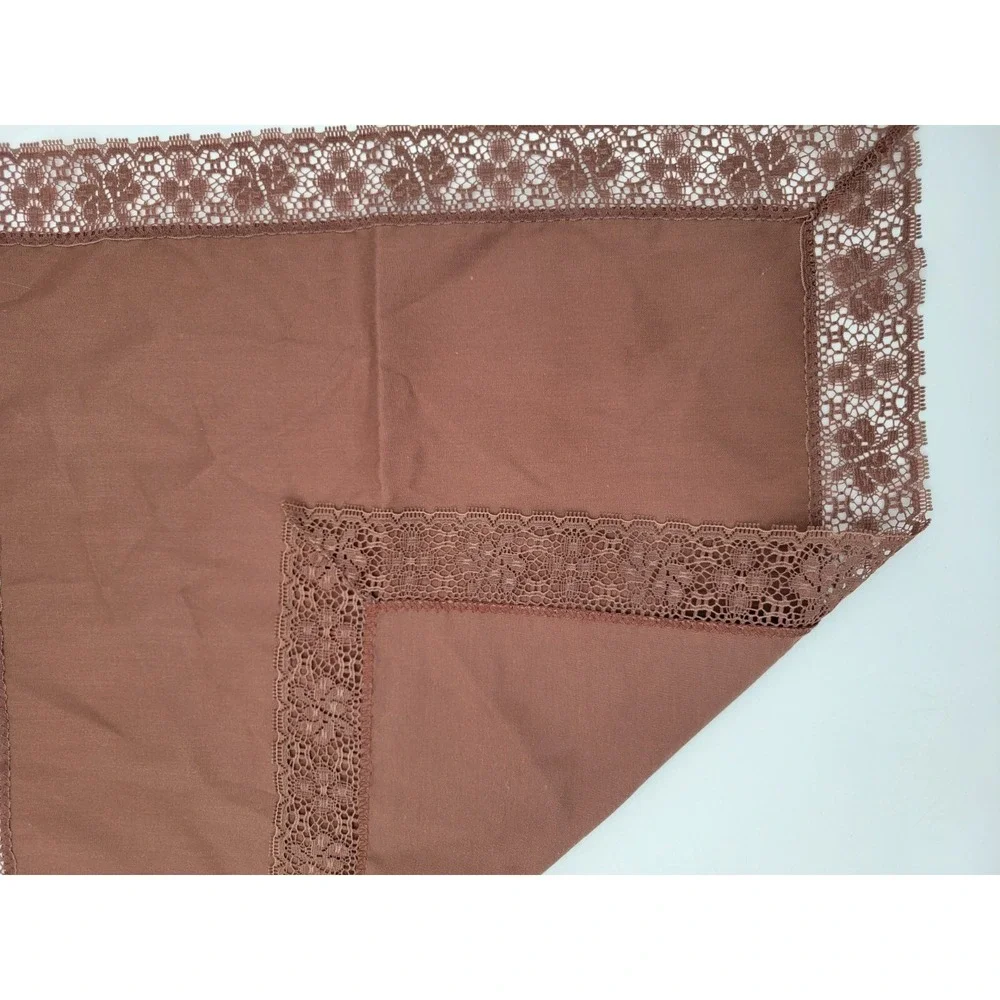 Vintage Brown Lace‎ Trim Edge Napkins Set Of 4 Handmade